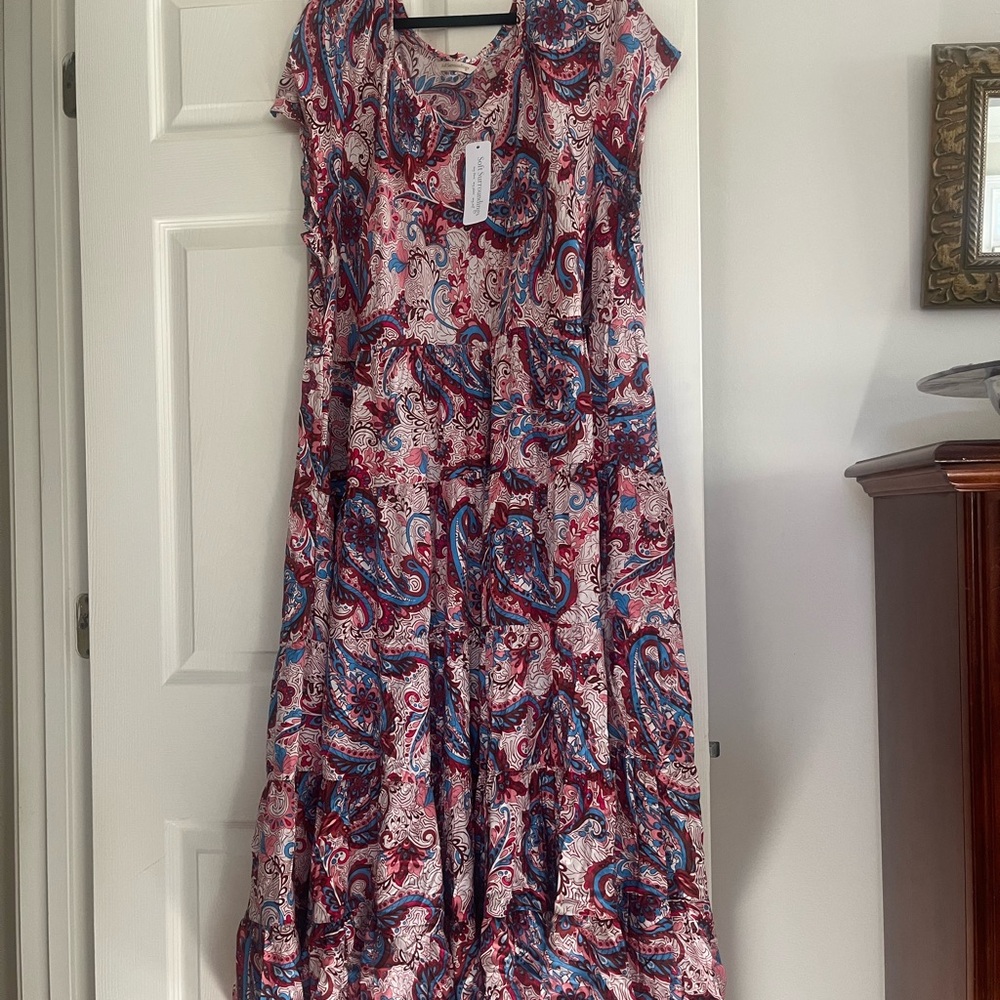 Soft Surroundings Paisley Maxi Dress - Red and Blue